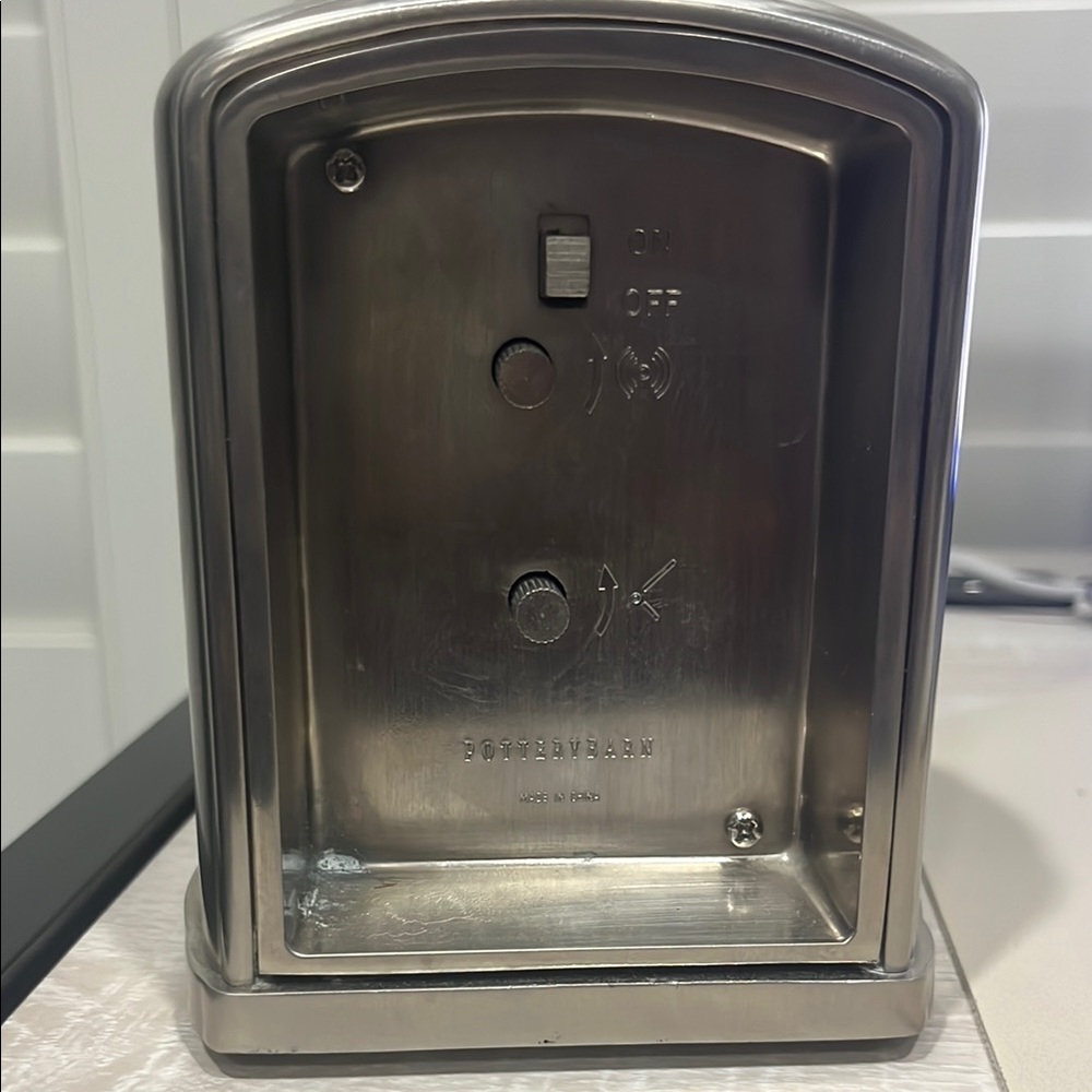 Pottery Barn Silver Brushed Nickel Desk Table Retro Art Deco Clock - Picture 4 of 9